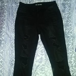 All black ripped midway pants